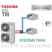 Ensemble Twin Toshiba Cassettes 4-voies 840 x 840 SDI R32 triphasé