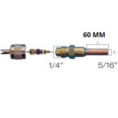Raccord droit valve schrader avec embout cuivre 5/16" X 60 MM
