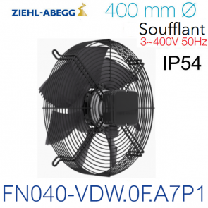 Ventilateur h&eacute;lico&iuml;de FN040-VDW.0F.A7P1 de Ziehl-Abegg -  Soufflant 400mm 380v