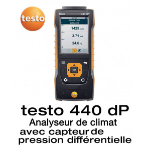 Testo 440 dP - Anémomètre multifonctions avec capteur de pression différentielle