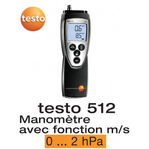 Testo 512 - Appareil de mesure de la pression différentielle, 0...2 hPa 