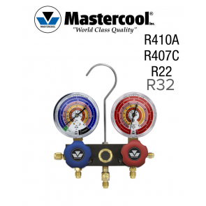 Manifold à voyant - 2 Vannes, Mastercool R22, R407C, R32, R410A sans flexible 