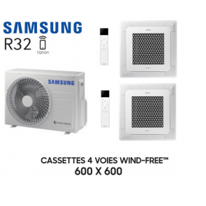 Samsung Cassette 4 voies 600x600 Wind-Free Bi-Split AJ050TXJ2KG + 2 AJ026TNNDKG