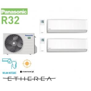Panasonic Bi-split Mural Etherea blanc CU-2Z41TBE + 2x CS-Z20XKEW R32