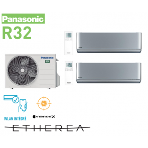 Panasonic Bi-split Mural Etherea gris argenté CU-2Z50TBE + 1x CS-XZ20XKEW +  1x CS-XZ35XKEW R32