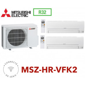 Mitsubishi Bi-split Mural Inverter MXZ-2HA50VF + 2 MSZ-HR25VFK2