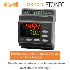 Zweistufiger Regler für die Temperatur, mit Doppelanzeige DR 4020 von Eliwell