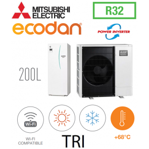 Ecodan REVERSIBLE SPLIT HYDROBOX POWER INVERTER DUO 200L ERST20F-VM2E + PUZ-SWM100YAA triphas&eacute;