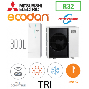 Ecodan REVERSIBLE SPLIT HYDROBOX POWER INVERTER DUO 300L ERST30F-VM2EE + PUZ-SWM120YAA triphas&eacute;