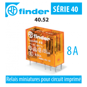Relais miniature pour circuit imprimé 40.52.8.230.0000 de Finder
