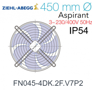 Ventilateur hélicoïde FN045-4DK.2F.V7P2 de Ziehl-Abegg