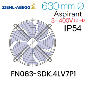 Ventilateur hélicoïde FN063-SDK.4I.V7P1 de Ziehl-Abegg