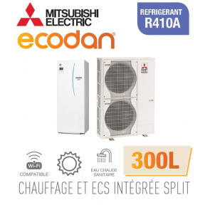 Ecodan CHAUFFAGE SEUL SPLIT HYDROBOX DUO 300L R410a EHST30C-VM6ED + PUHZ-SW120VHA