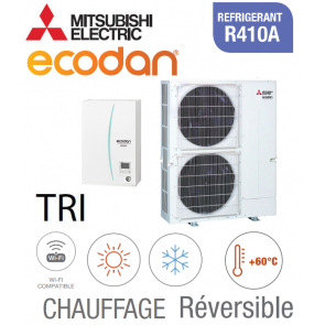 Ecodan REVERSIBLE SPLIT HYDROBOX R410A ERSE-YM9EE + PUHZ-SW160YKA triphas&eacute;