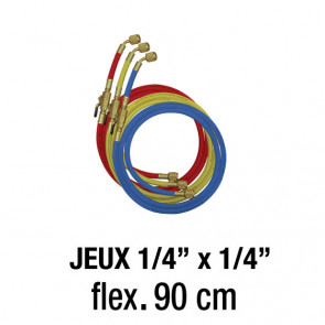 Jeux de flexibles 1/4” x 1/4”- 90 Cm avec vanne
