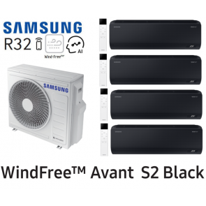 Samsung Mural WindFree&trade; Avant S2 Black Quadri-Split AJ080TXJ4KG + 3 AR70F07C1ABNEU + 1 AR70F12C1ABNEU