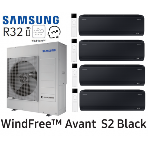Samsung Mural WindFree&trade; Avant S2 Black Quadri-Split AJ100TXJ5KG + 2 AR70F07C1ABNEU + 1 AR70F09C1ABNEU + 1 AR70F12C1ABNEU