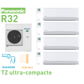 Panasonic Quadri-split Mural TZ CU-4Z80TBE + 3x CS-MTZ16WKE + 1x CS-TZ50WKEW R32
