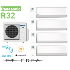 Panasonic Quadri-split Mural Etherea blanc CU-4Z68TBE + 3x CS-MZ16XKE + 1x CS-Z35XKEW R32