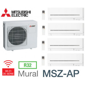 Mitsubishi Quadri-split Mural Compact MXZ-4F83VF + 3 MSZ-AP15VGK + 1 MSZ-AP42VGK - R32