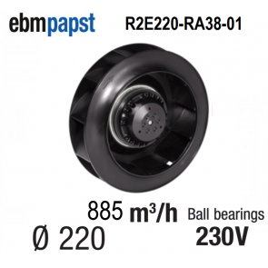 Ventilateur centrifuge EBM-PAPST - R2E220-RA38-01 - en 230 V