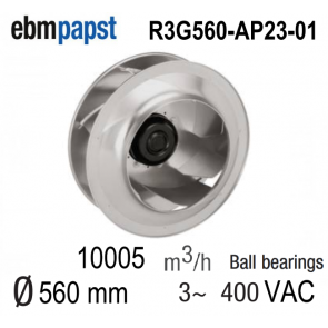 Ventilateur centrifuge EBM-PAPST - R3G560-AP23-01 - en 400 V