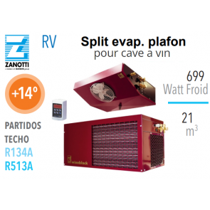 Split pour cave à vin avec évaporateur plafonnier RDV101022E de Zanotti