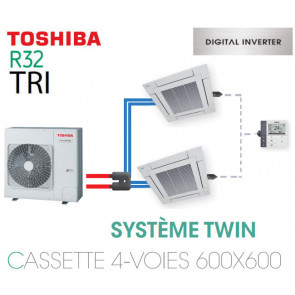 Ensemble Twin Toshiba Cassettes 4-voies 600 x 600 DI R32 triphasé