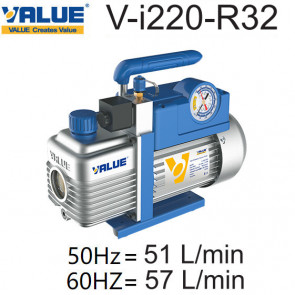 Pompe à vide double étage avec vacuomètre V-I220-R32