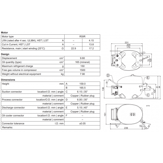 ACC HMK95AA 1020598 Compresseur Réfrigérateur 1 pièce EUR 74,99 - FR