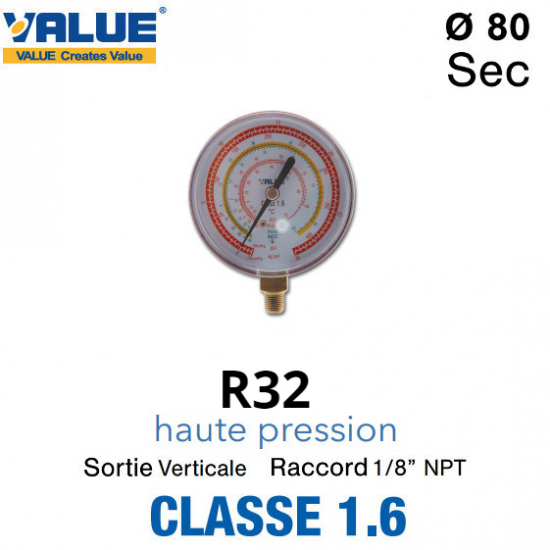 Manomètre HP pour R32 de Value
