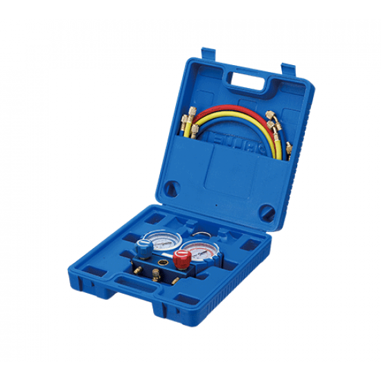 Coffret manomètre 2 voies avec voyant et flexible R410A, R407C, R32, R134a
